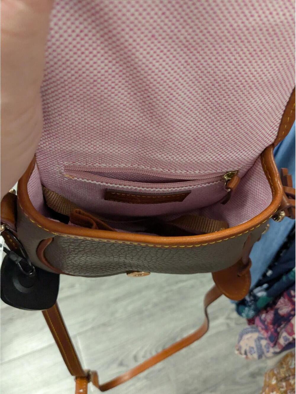 Dooney & Bourke All Weather Leather 2 Duck Bag Crossbody Dark Grey Tan - Picture 8 of 9
